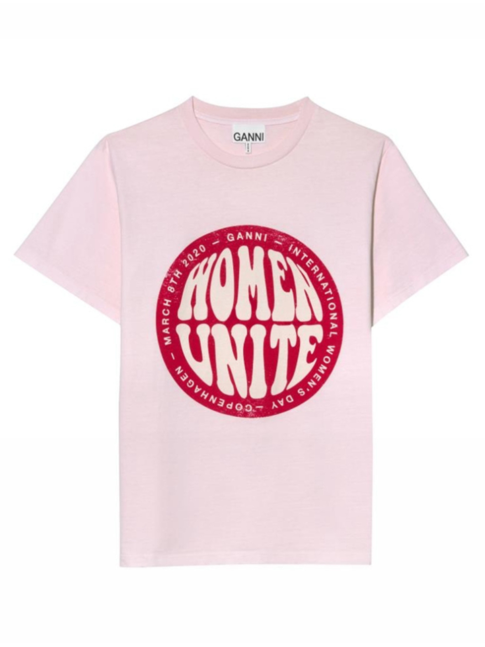 Women's GANNI Short Sleeve Tee, Size XS, Pink and Red
